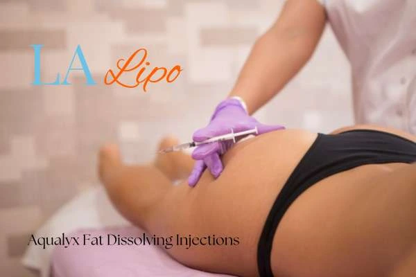 Woman having fat dissolving injections Greater London (Enfield) on thighs