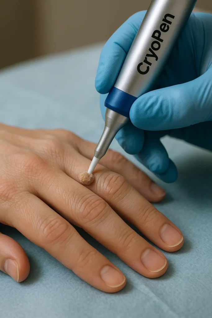 example of cryopen wart removal Greater London (Enfield) treatment on a persons finger