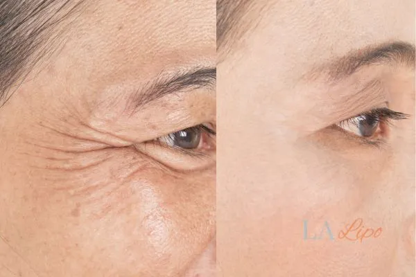 Before and after results of woman - HI-fu wrinkles reduction treatment Greater London (Enfield)