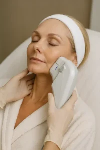 Woman receiving HIFU non surgical facelift treatment Greater London (Enfield)