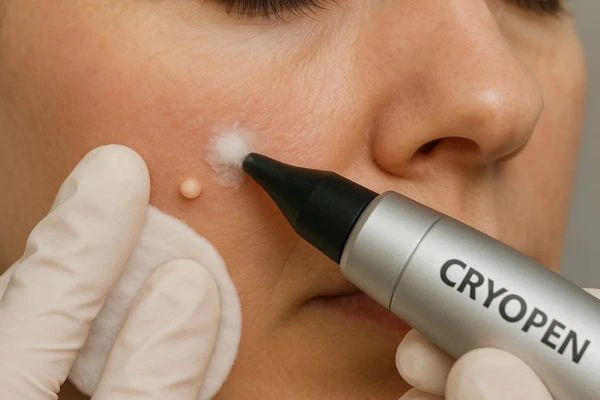 Woman receiving milia removal treatment Greater London (Enfield)
