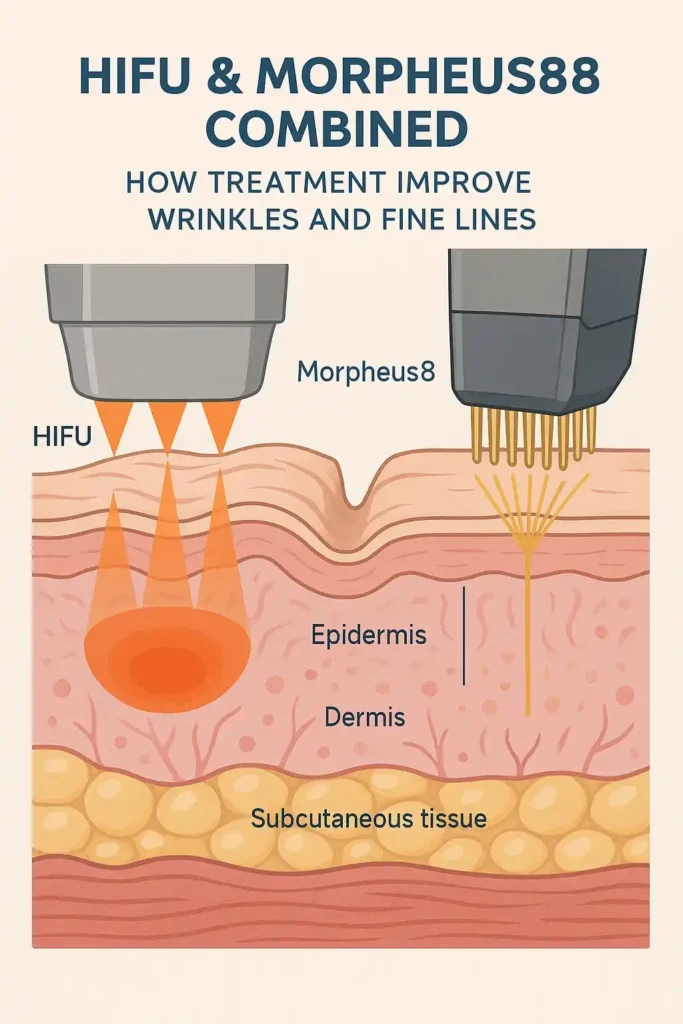 Diagram showing HIFU & Morpeus8 Greater London (Enfield) and the benefits for reduction in wrinkles and fine lines
