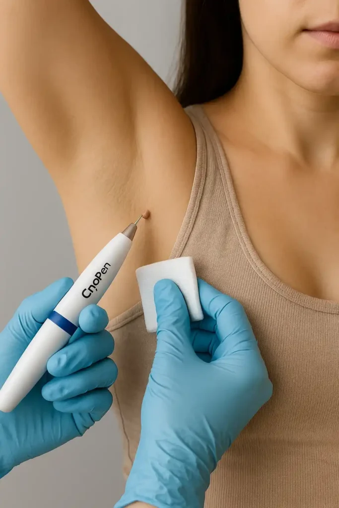 woman having cryopen to remove underarm skin tags Greater London (Enfield)